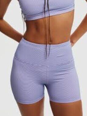 NWT Cotton On Purple Rose Rib High Waisted Shortie Shorts XL